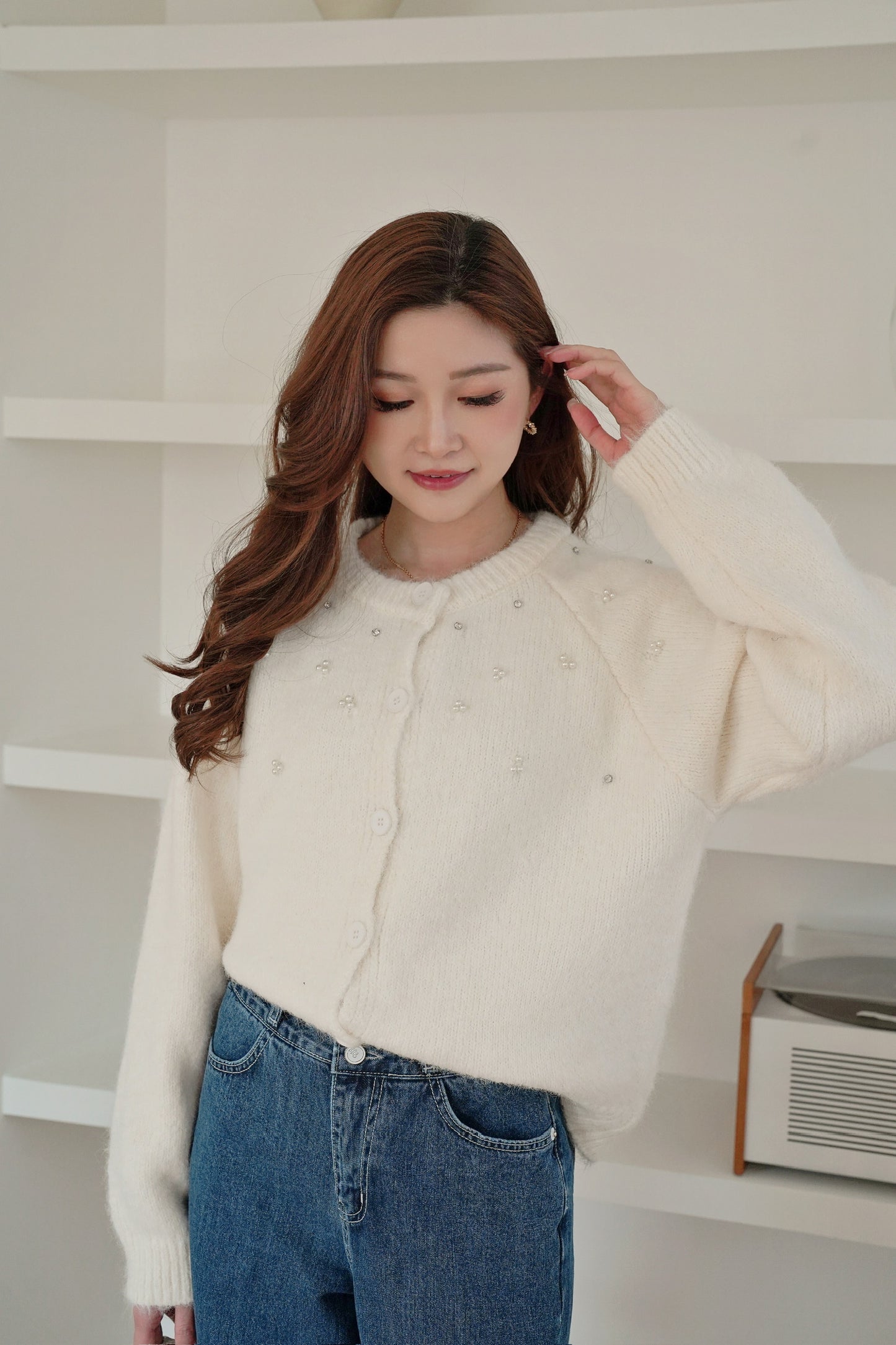 Merci Pearl Cardigan Set (with Beanie)