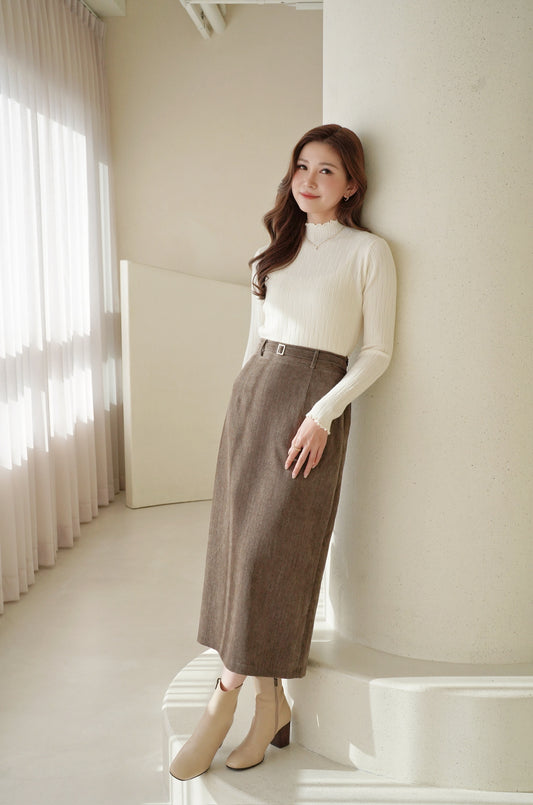 Buckle Corduroy Skirt