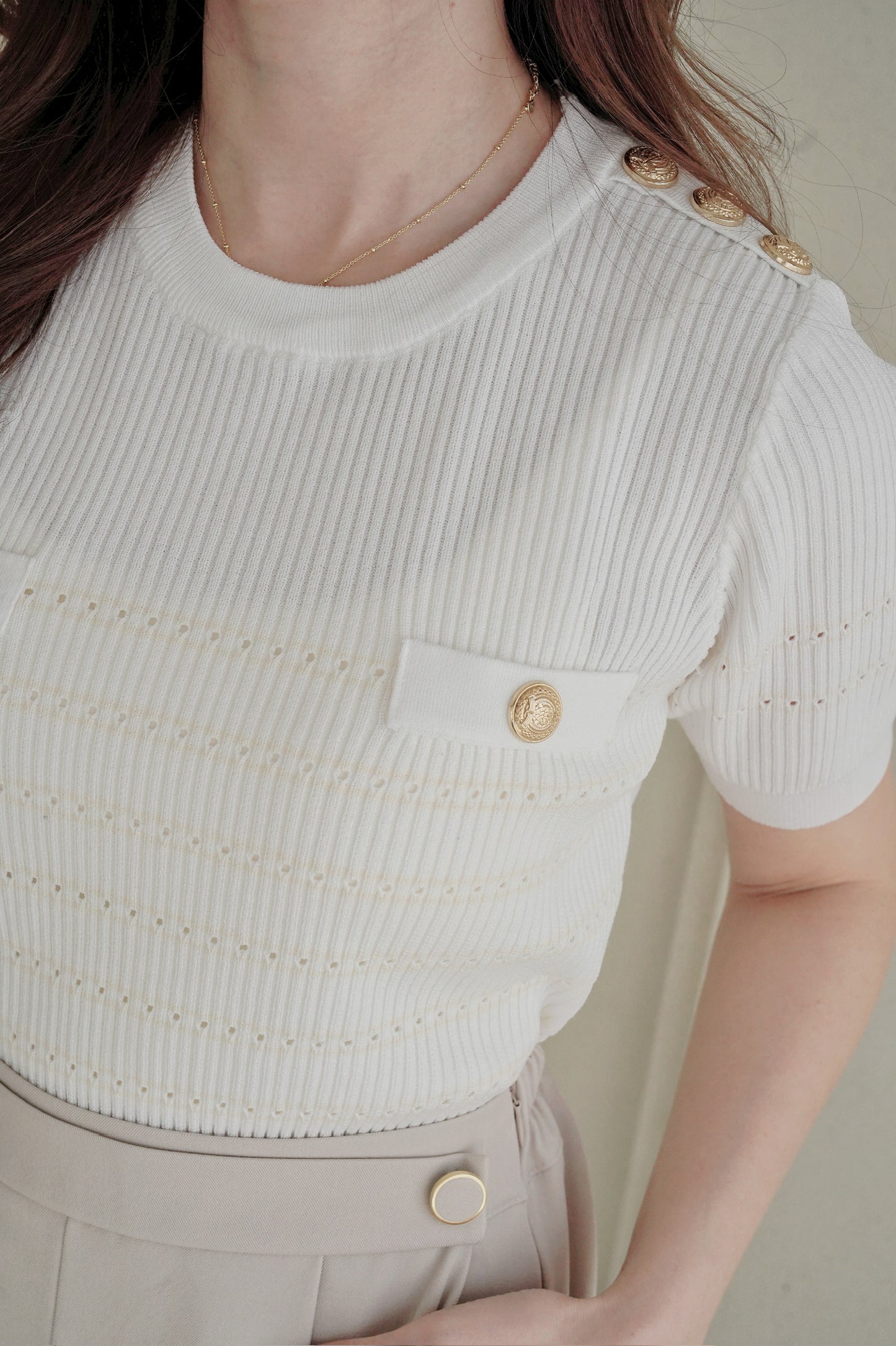 Shimmering Button Top