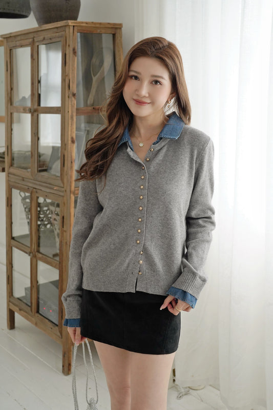 Denim Collar Sweater