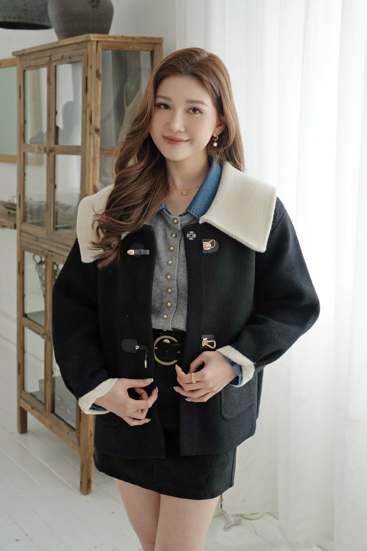 Denim Collar Sweater