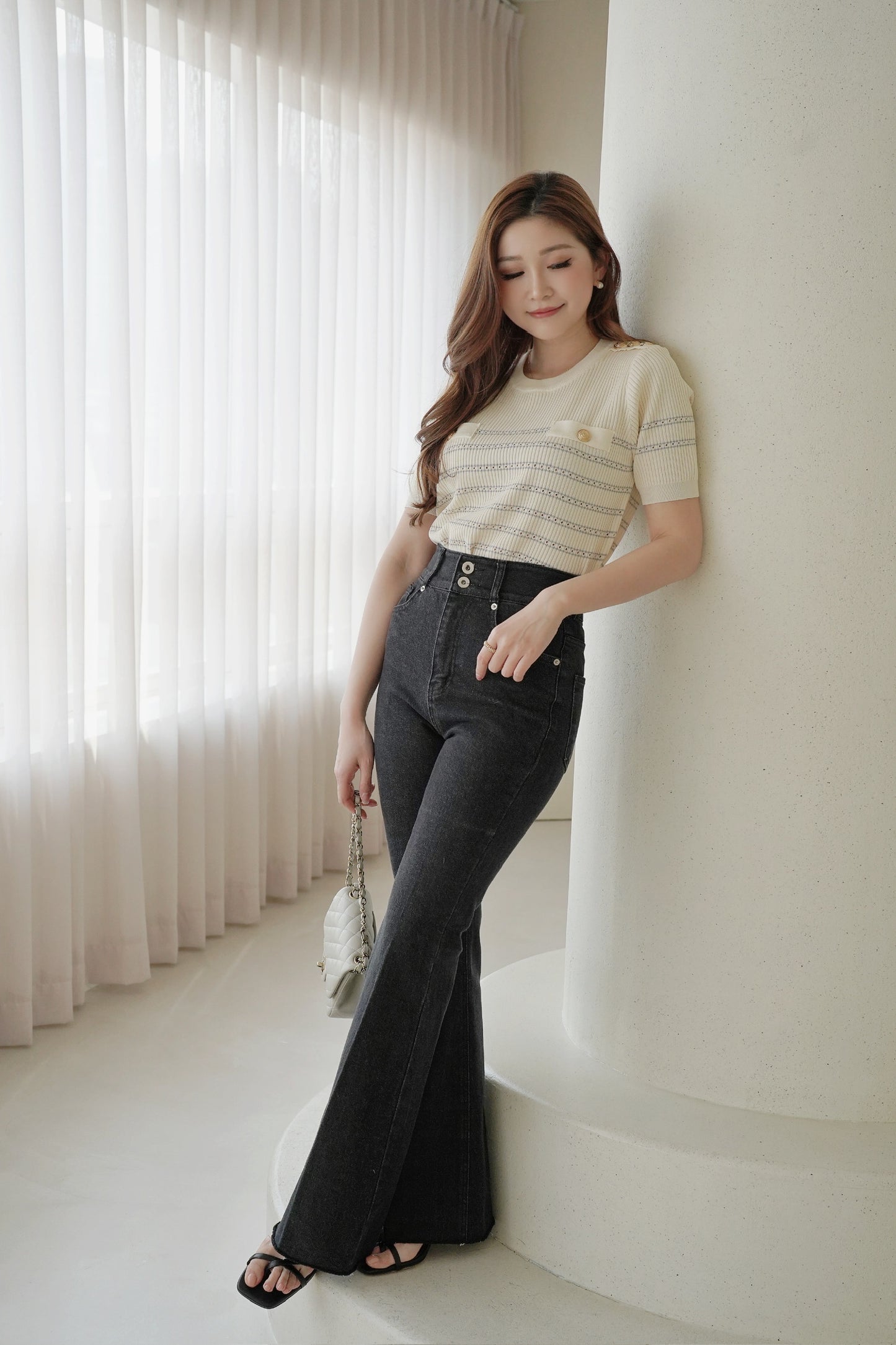 Shimmering Button Top