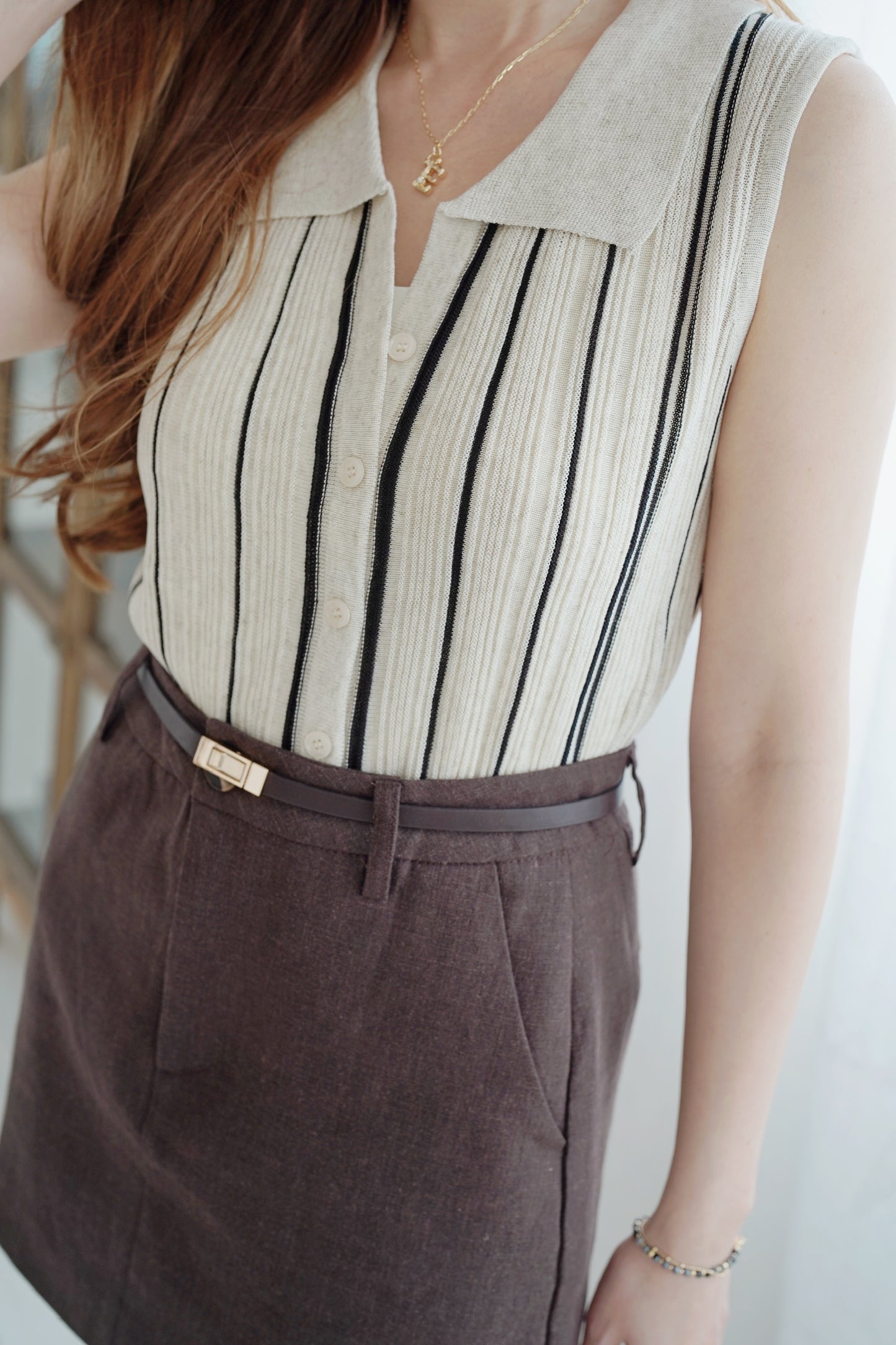 Button Stripe Vest