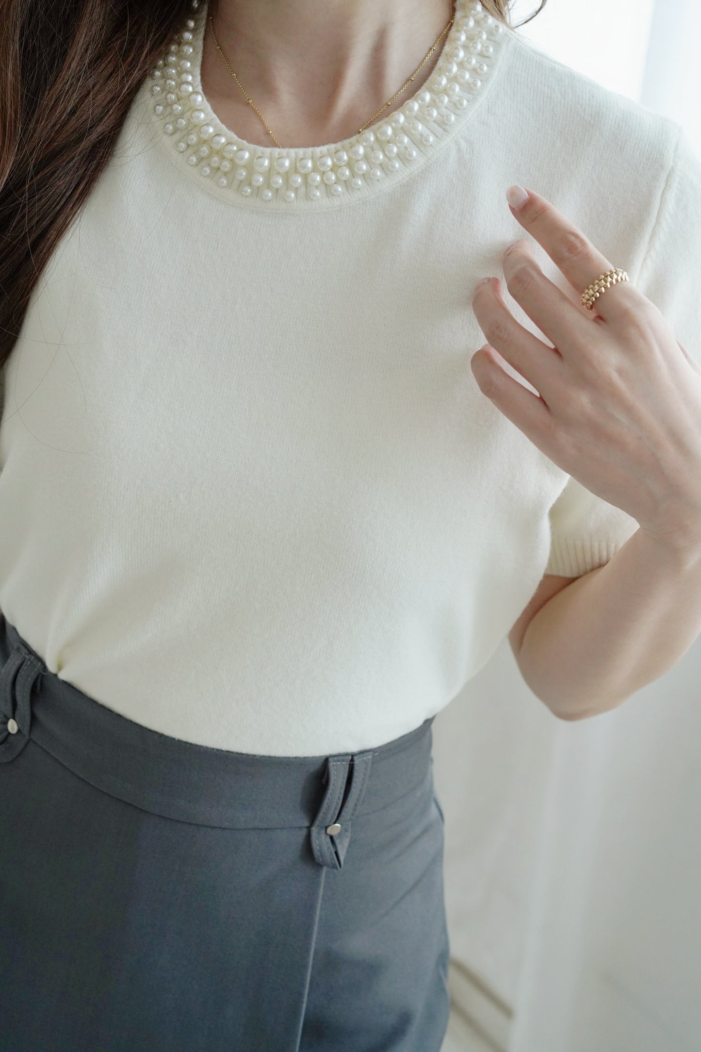 Airy Pearly Knitted Top