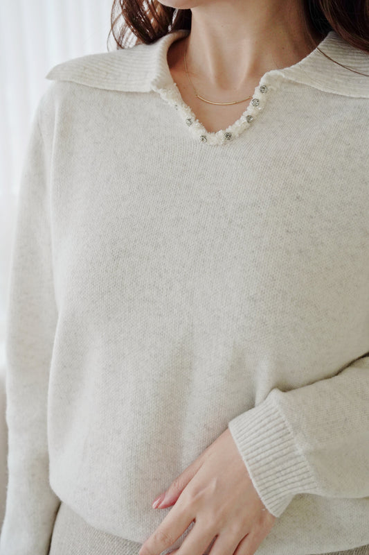 Sparkle Collar Wool Top