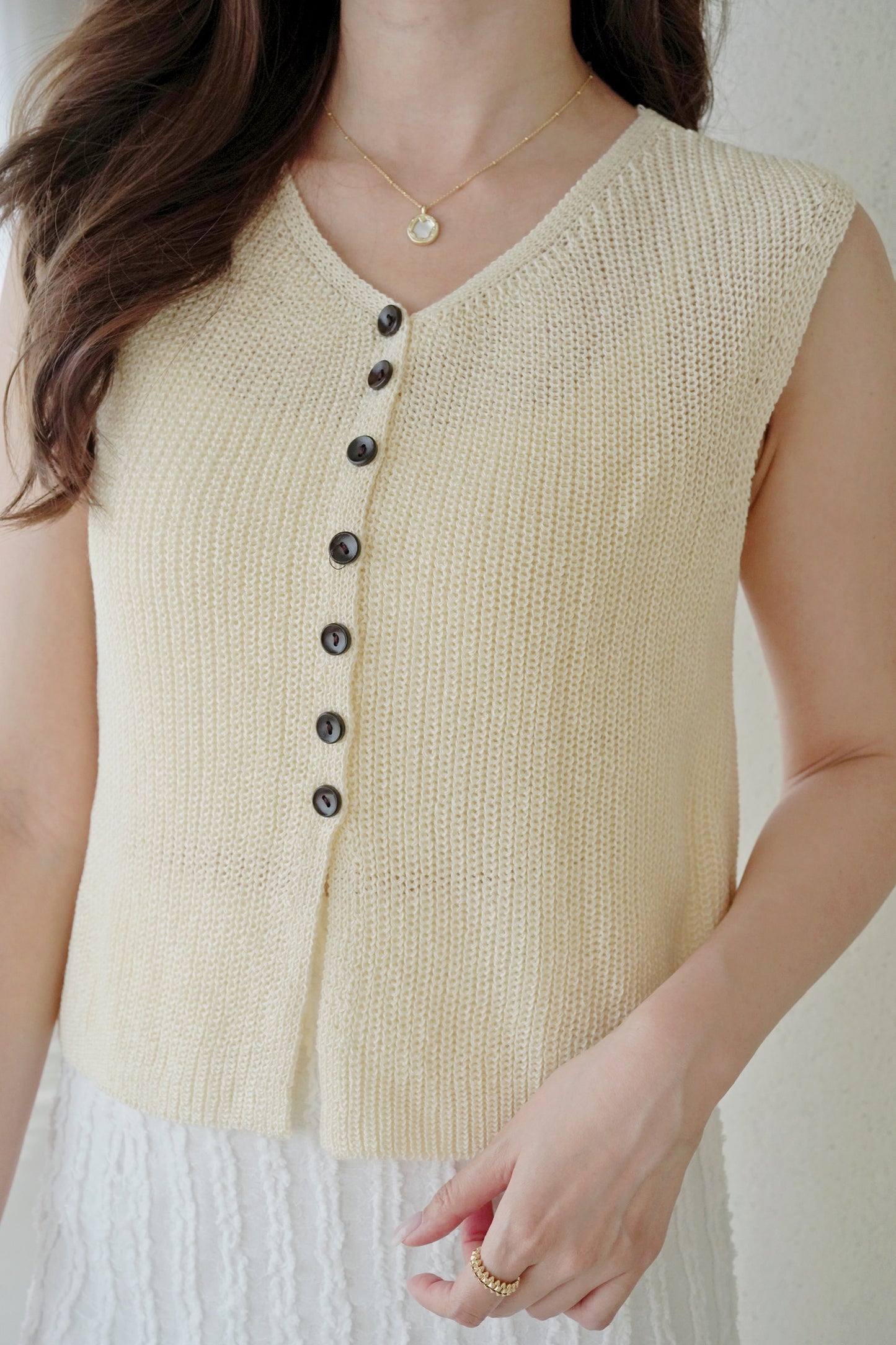 Scarf Button Vest