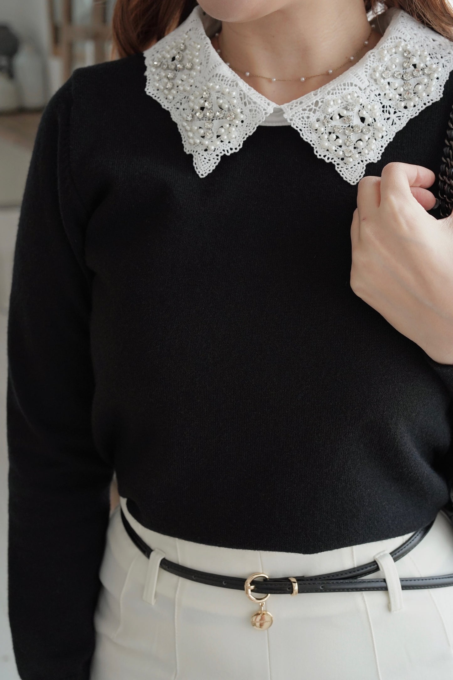 Be Luxe Collar Knit Top