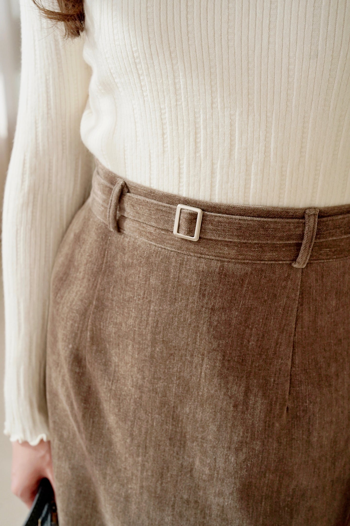 Buckle Corduroy Skirt