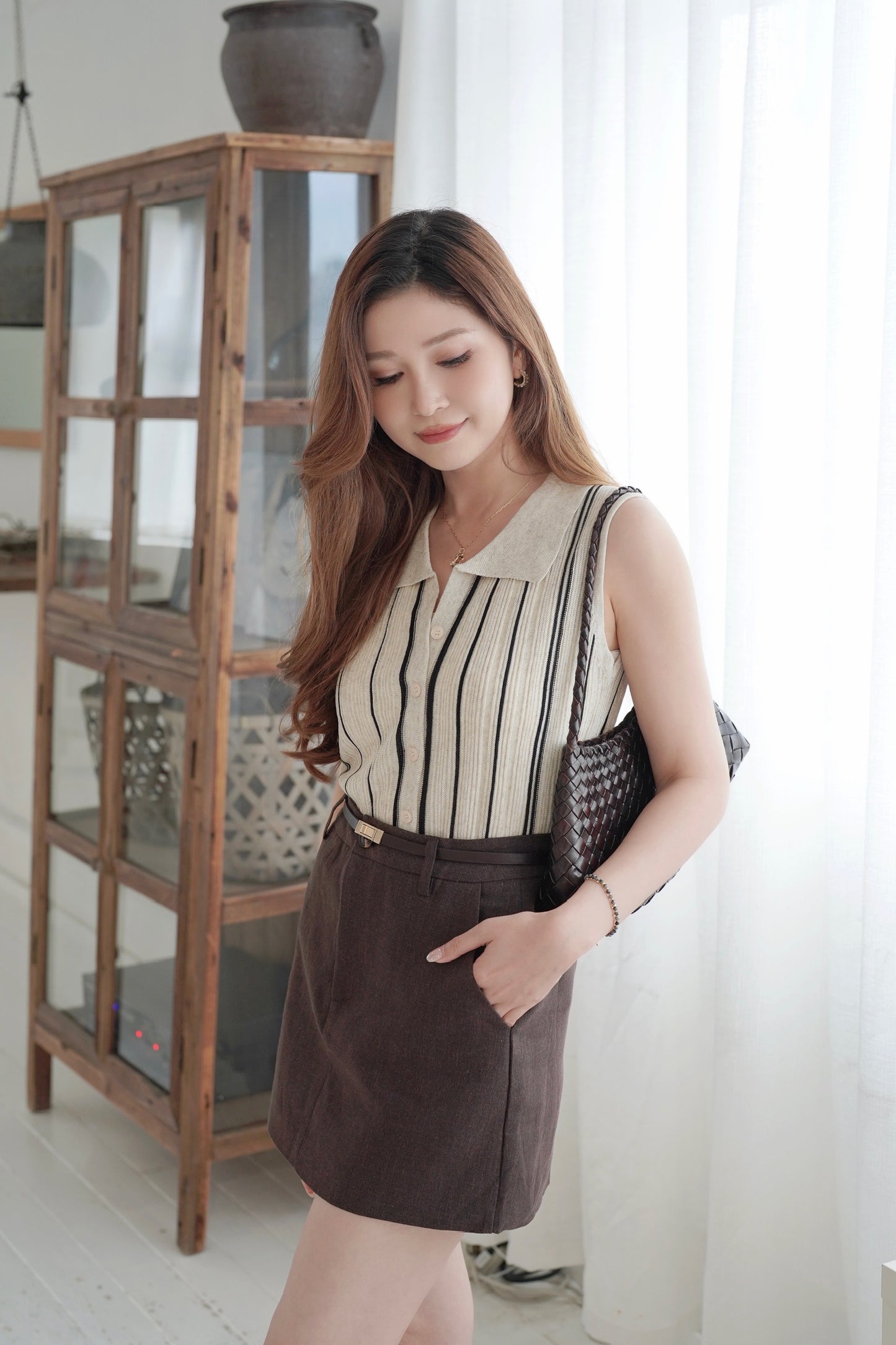 Button Stripe Vest