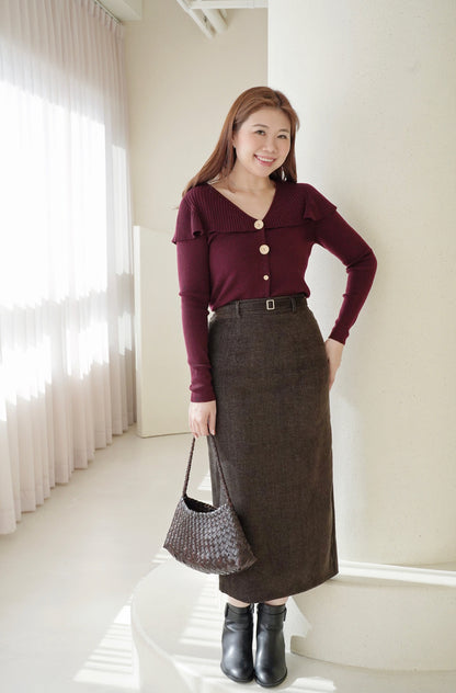 Buckle Corduroy Skirt