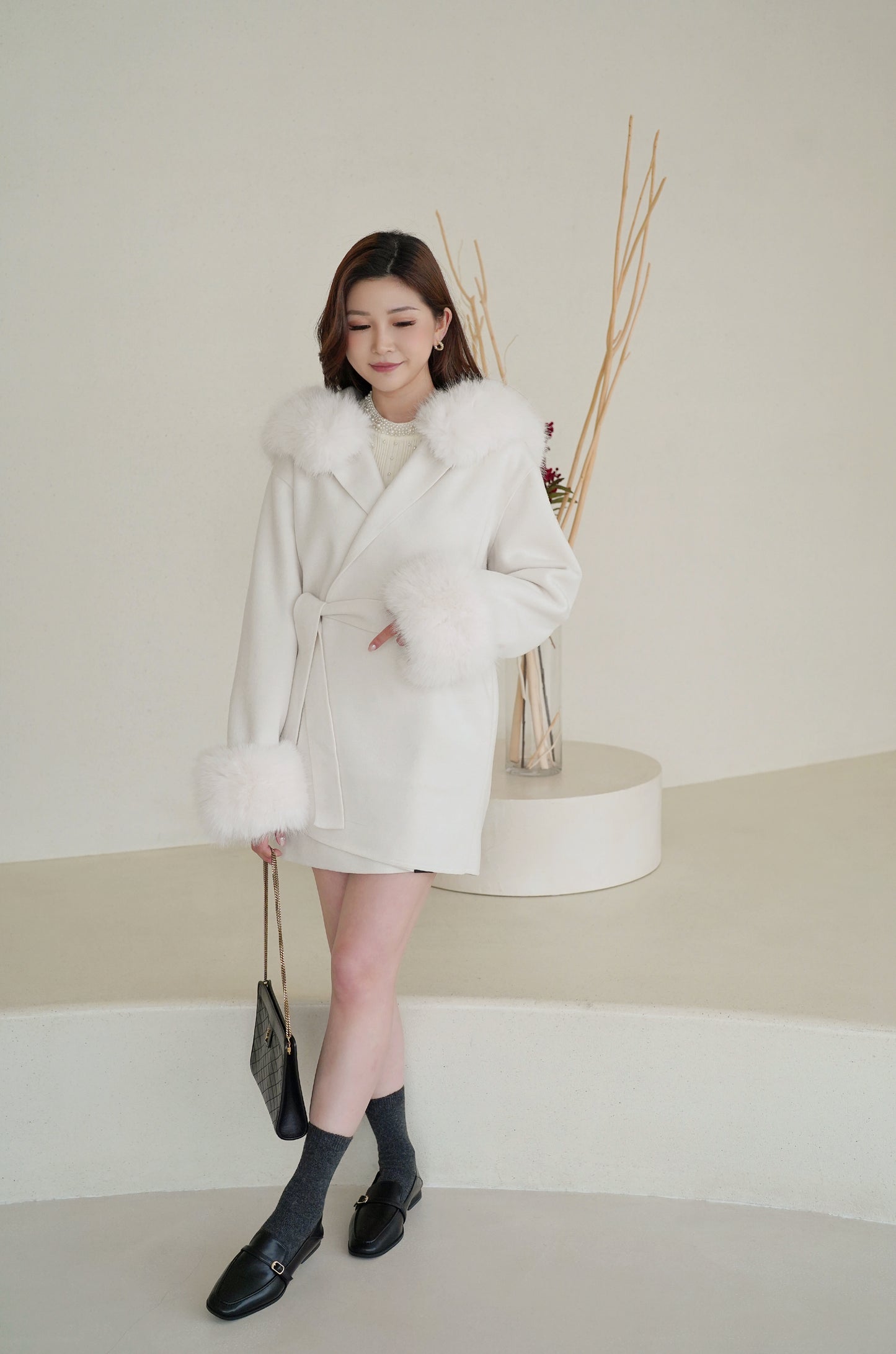 Snowy Fur Wool Coat