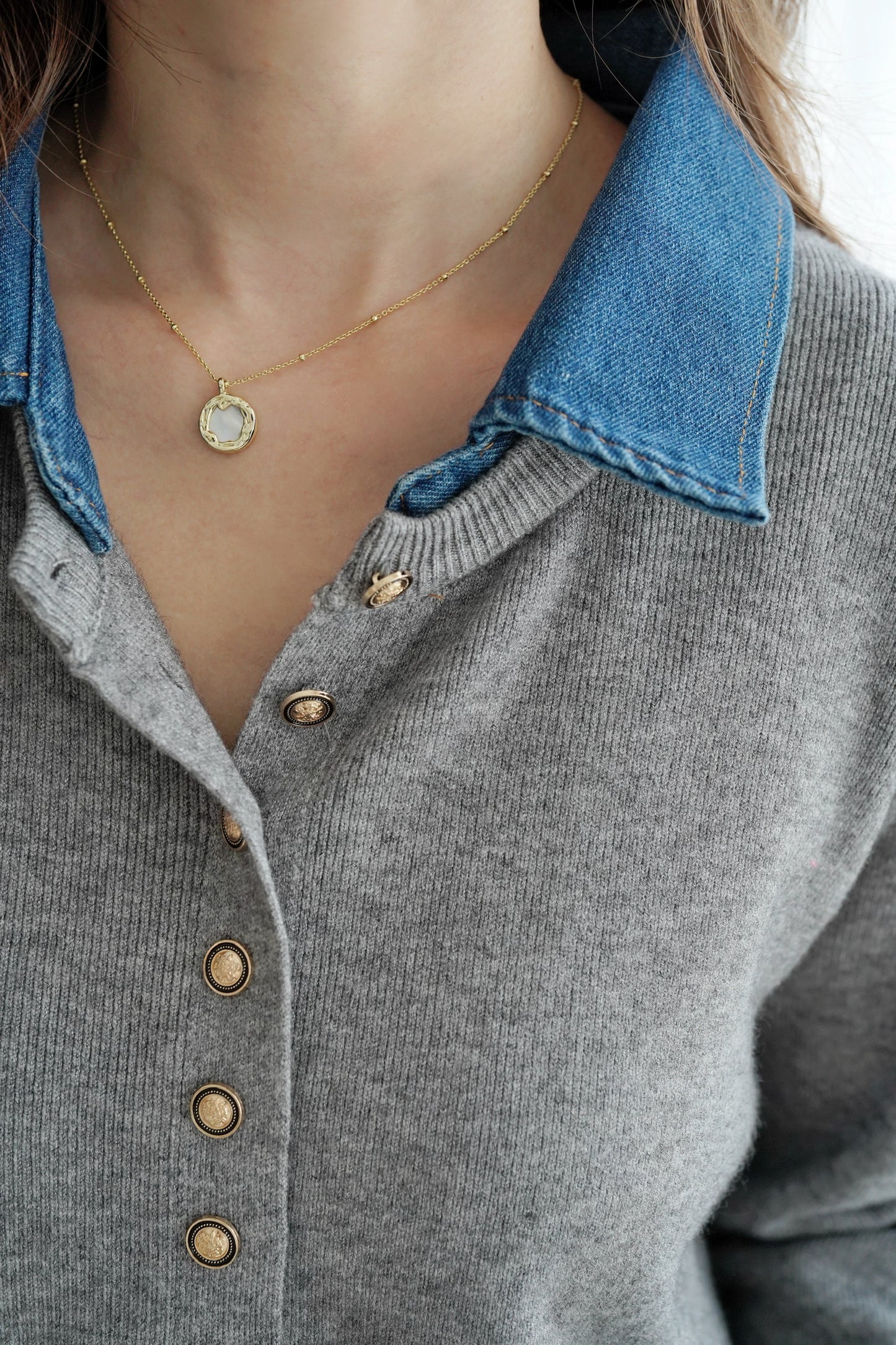 Denim Collar Sweater