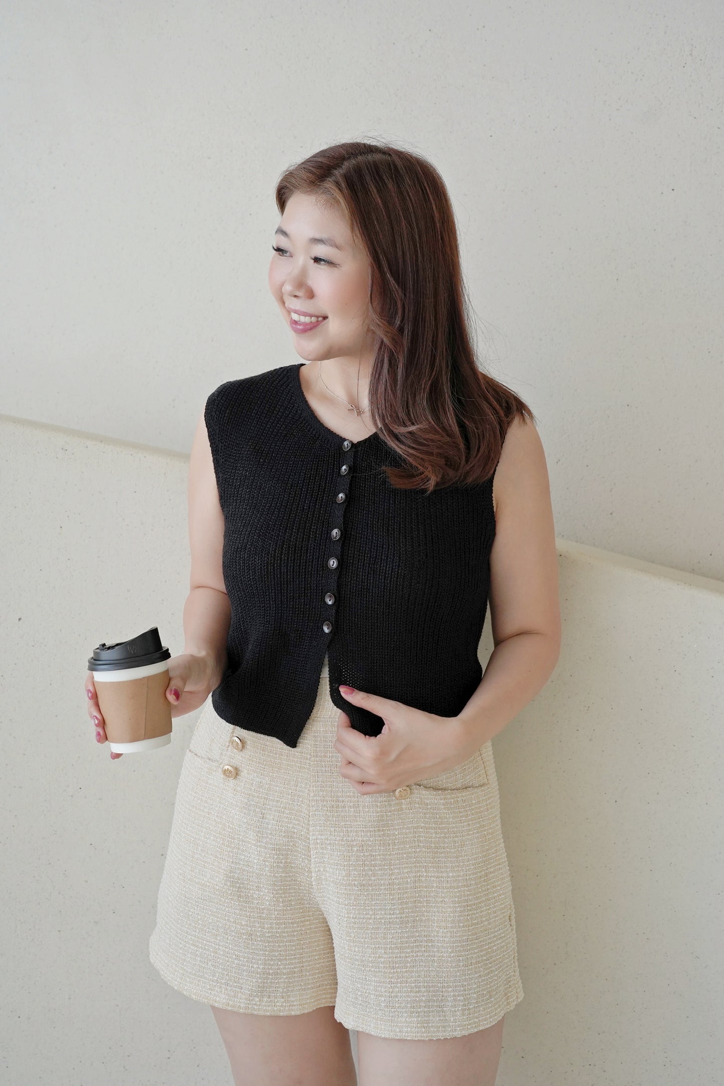 Scarf Button Vest
