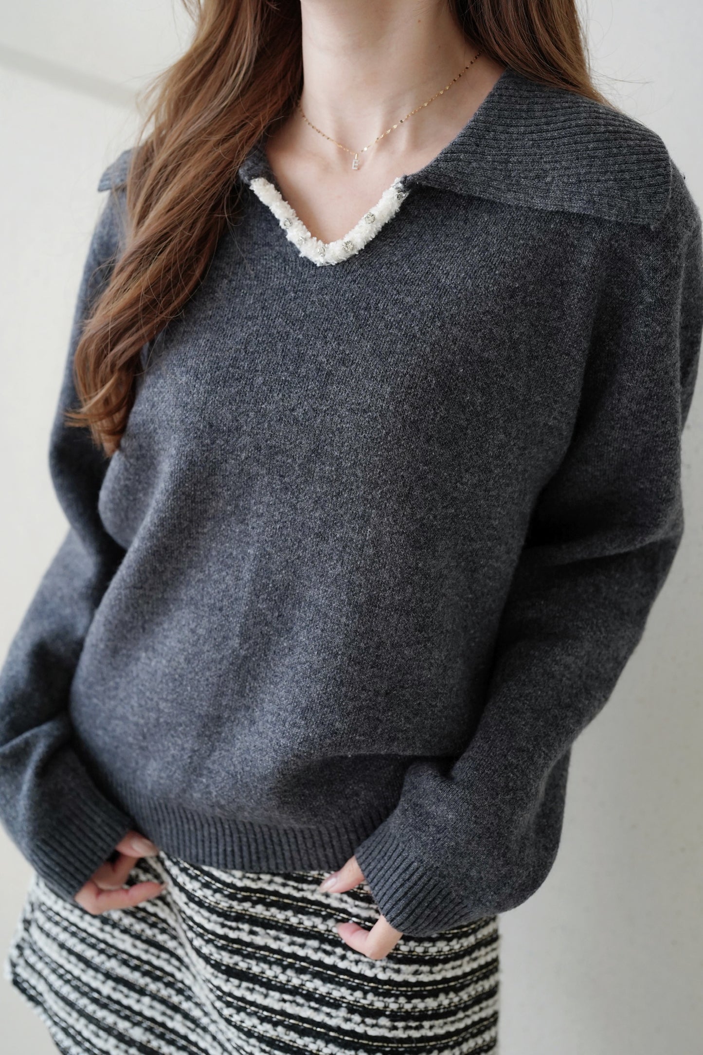 Sparkle Collar Wool Top