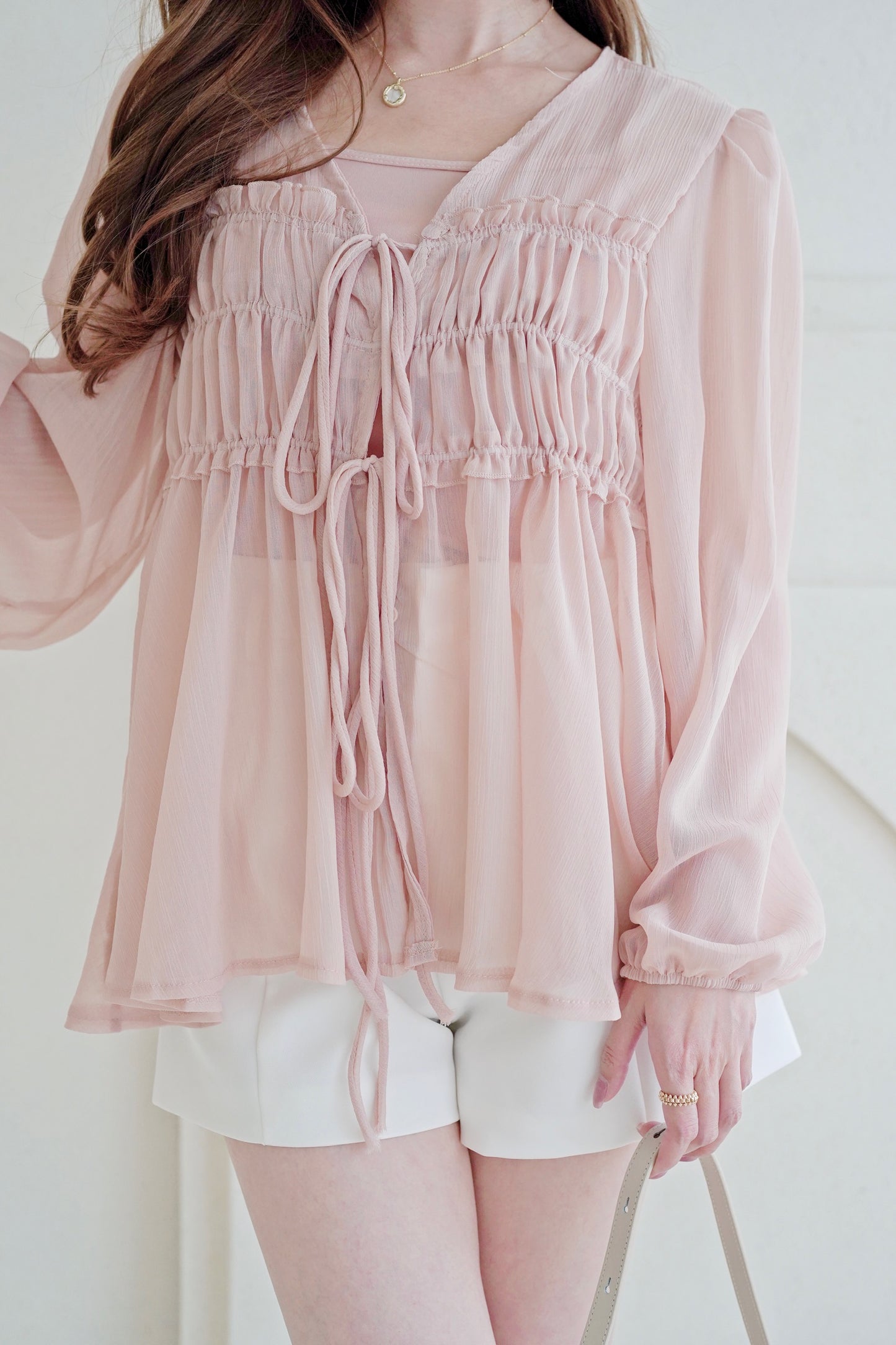 Ribbon Sheer Blouse