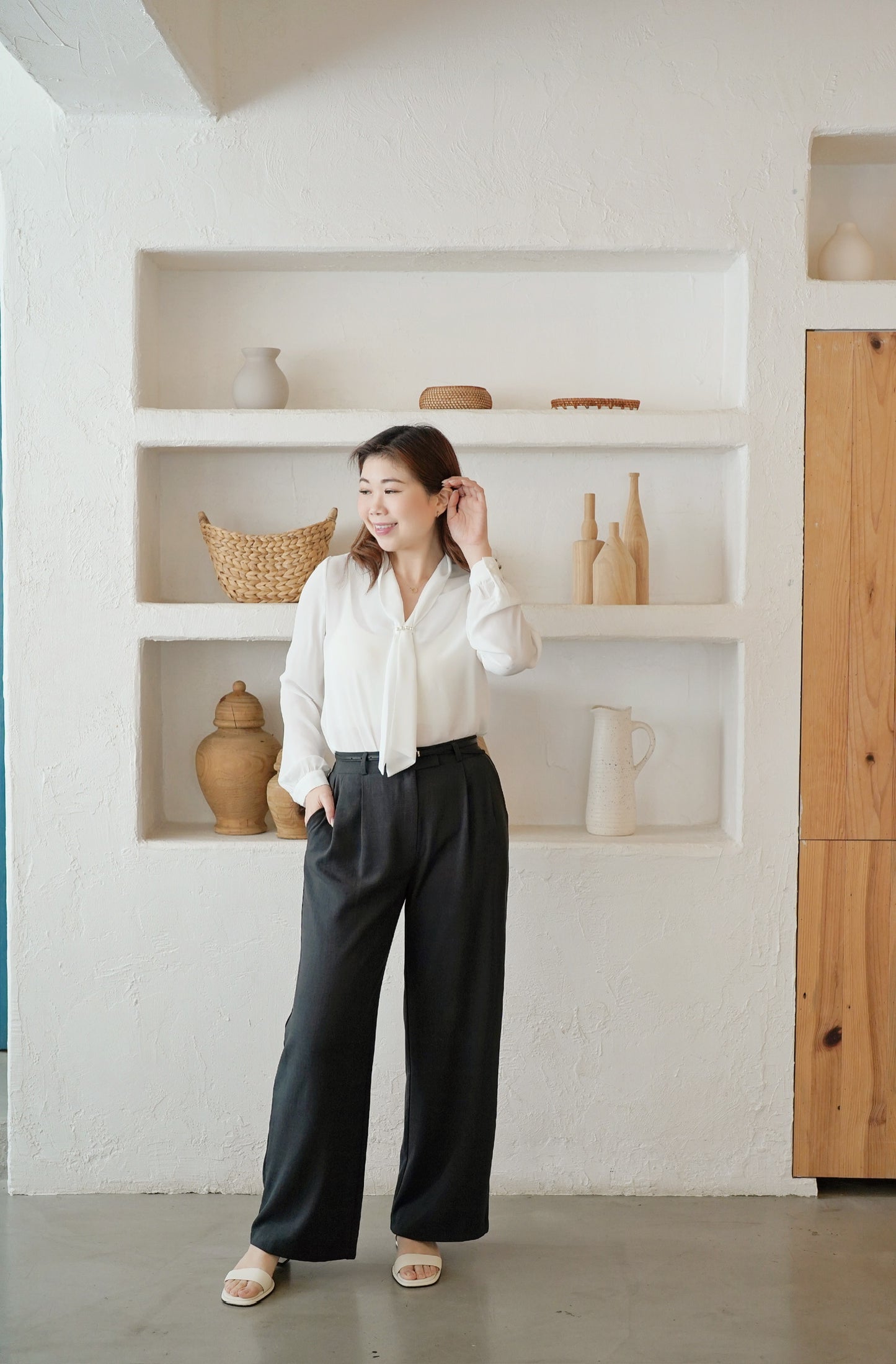 Classy Pearly Tie Blouse