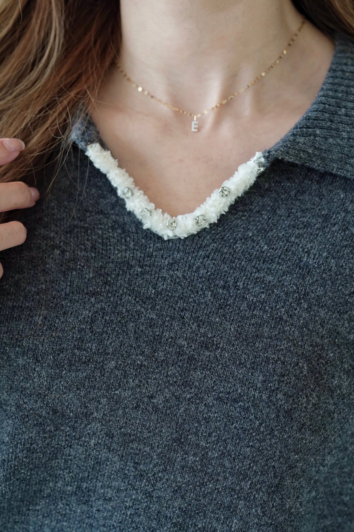 Sparkle Collar Wool Top