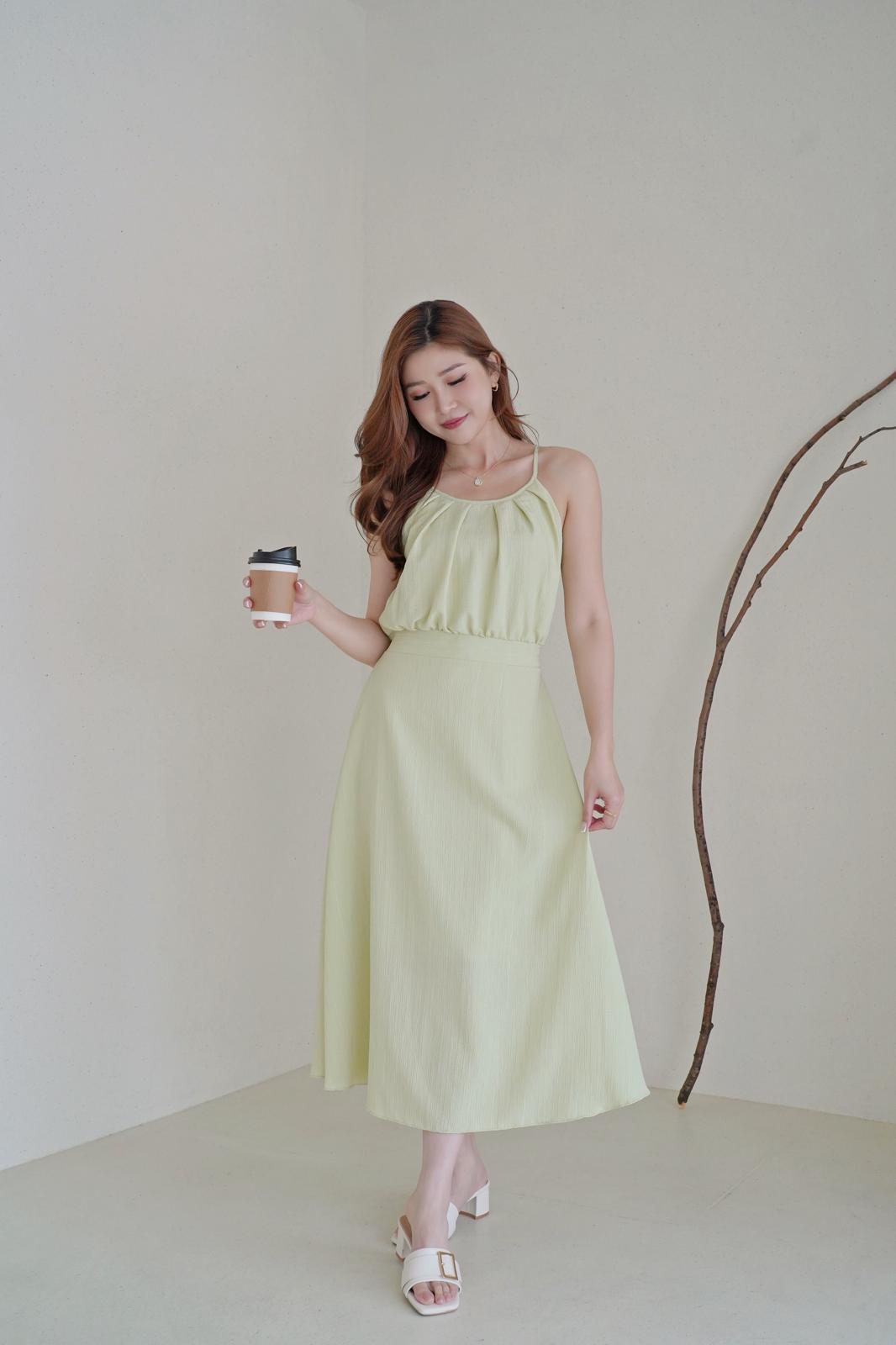Misty Lime Halter Dress