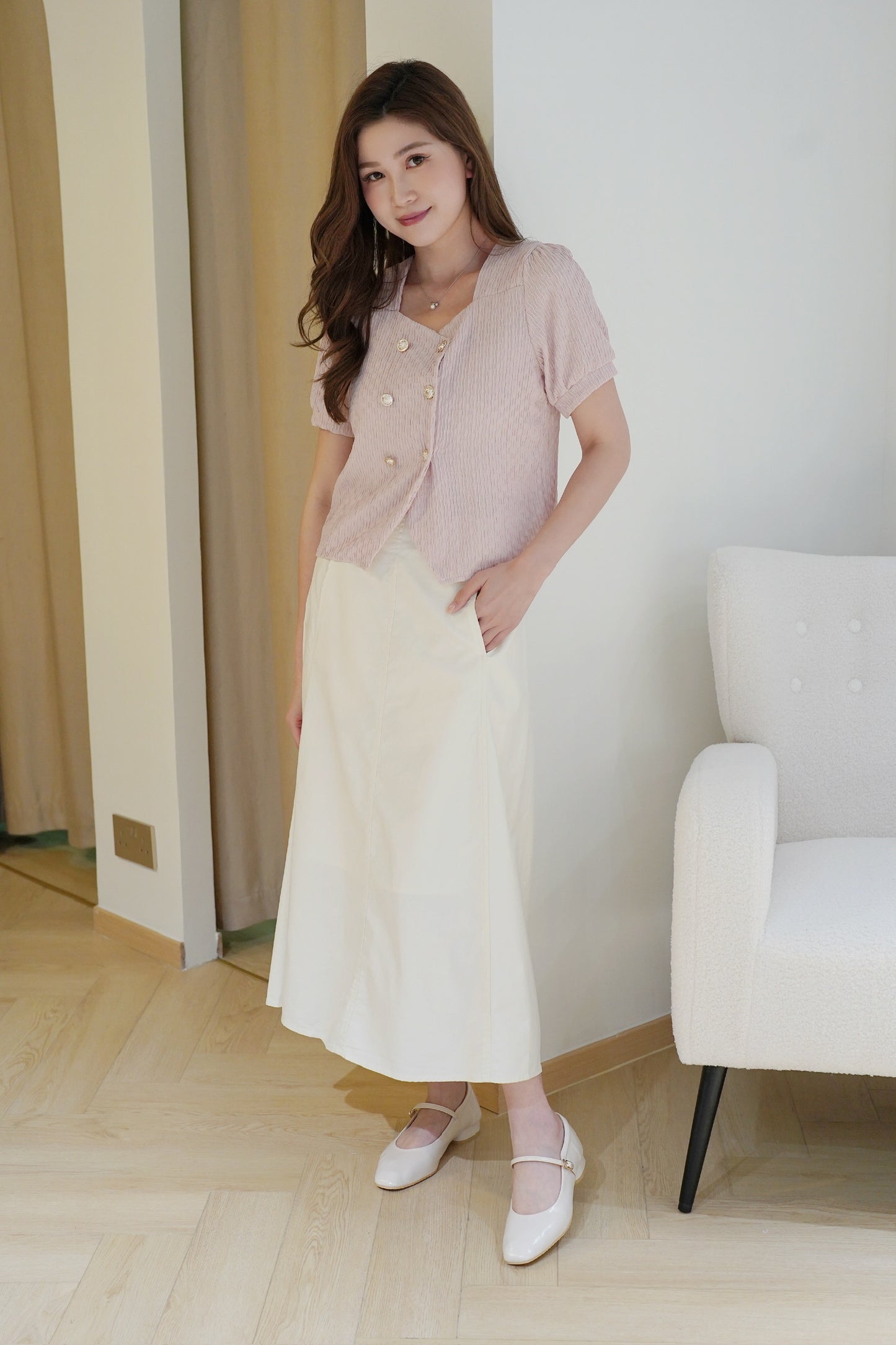 Creamy A-line Skirt