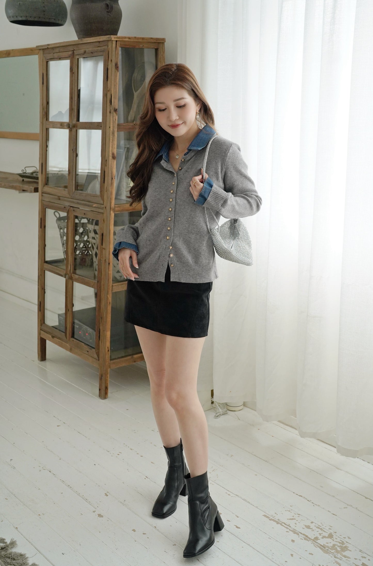 Denim Collar Sweater