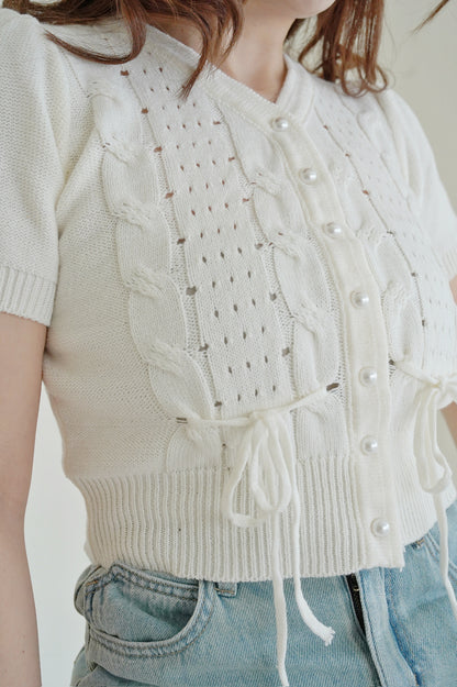 Pearly Ribbon Knit Top