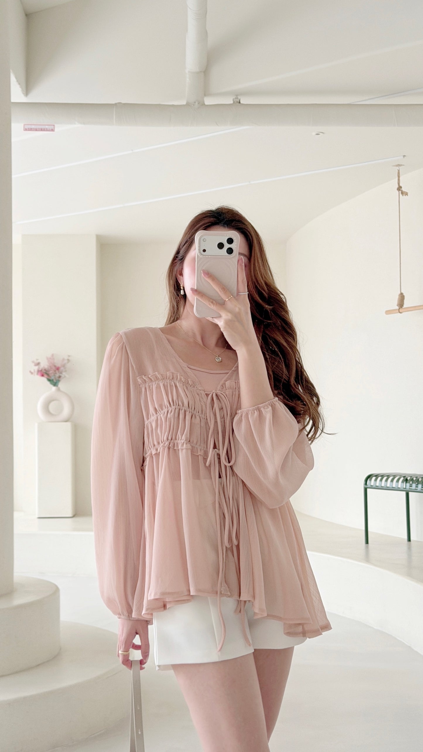 Ribbon Sheer Blouse