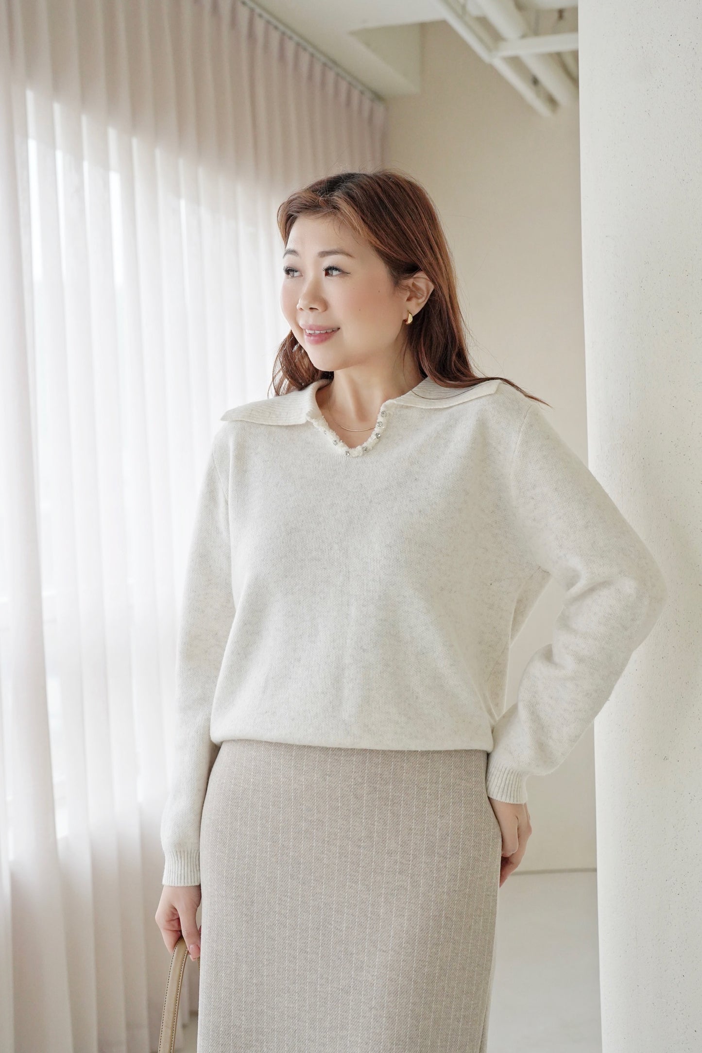 Sparkle Collar Wool Top