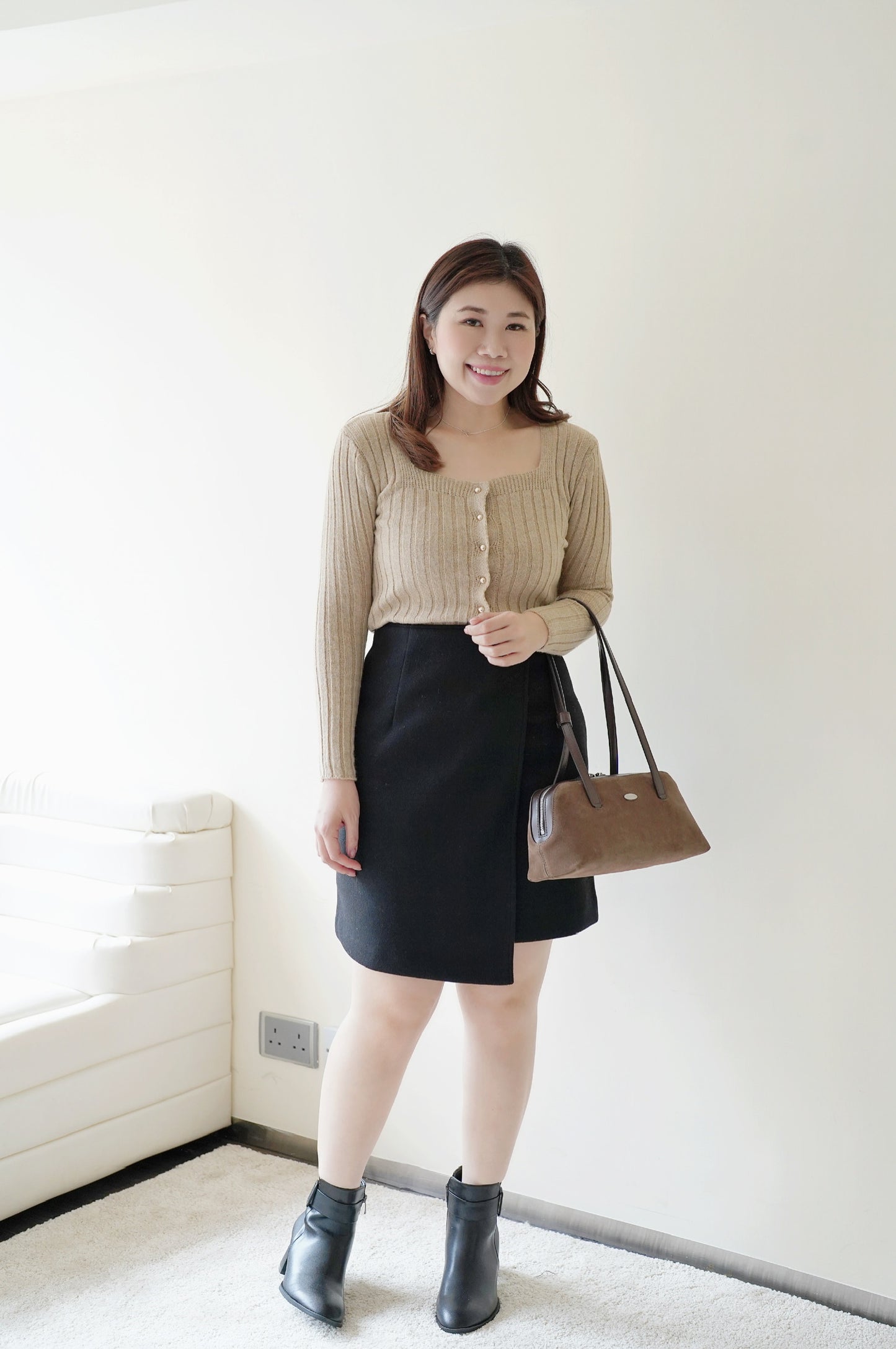 Buckle Suede Midi Skirt