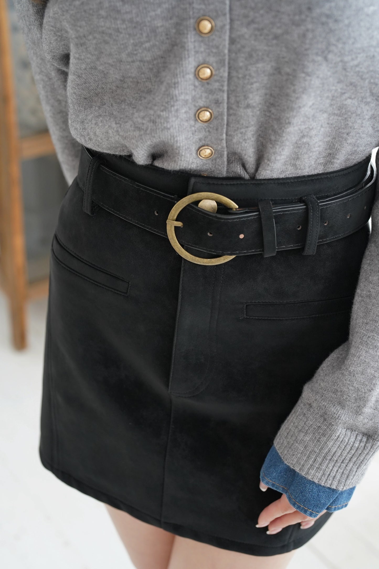 The Suede Belty Skirt