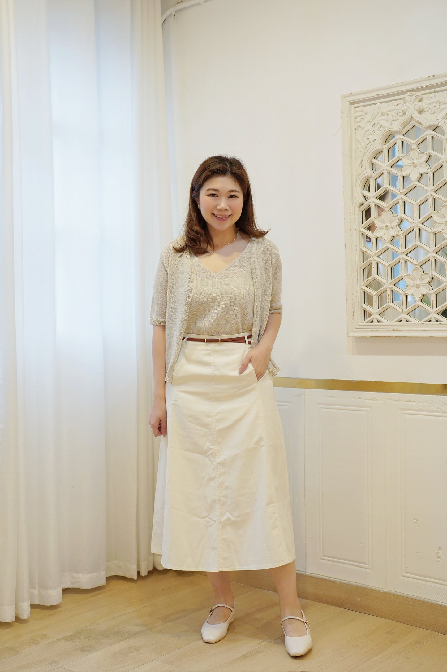 Creamy A-line Skirt