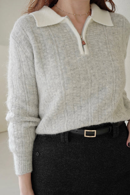 Fine Wool Polo Sweater