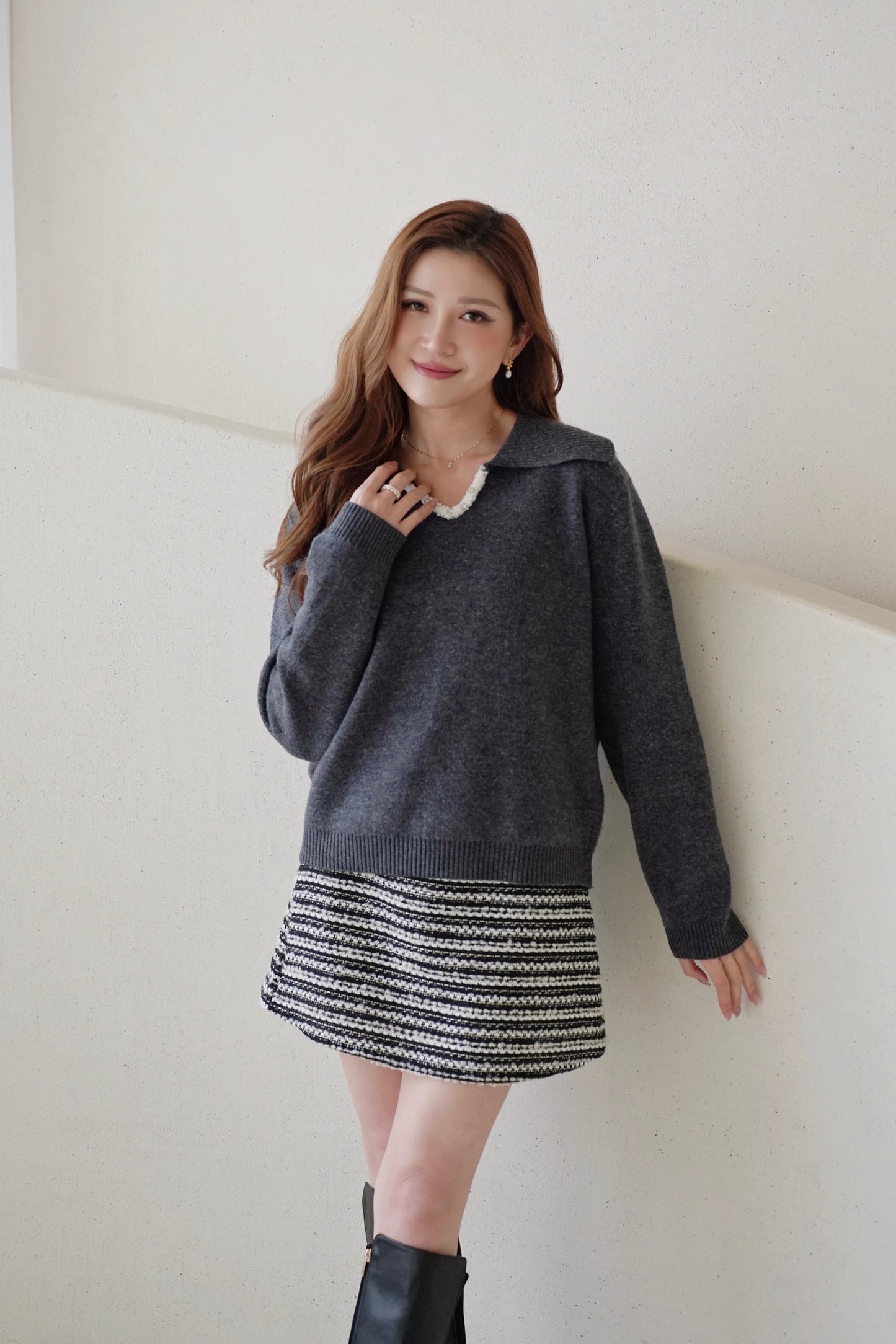 Sparkle Collar Wool Top