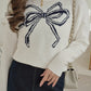 Ribbon Print Knitted Top