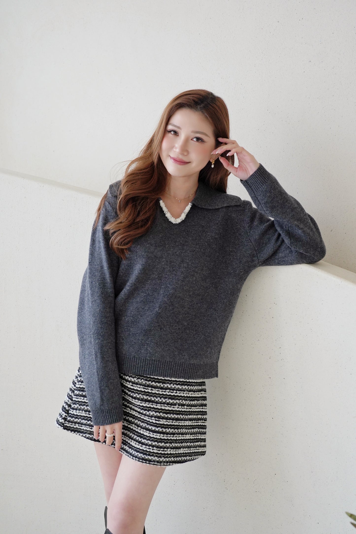 Sparkle Collar Wool Top
