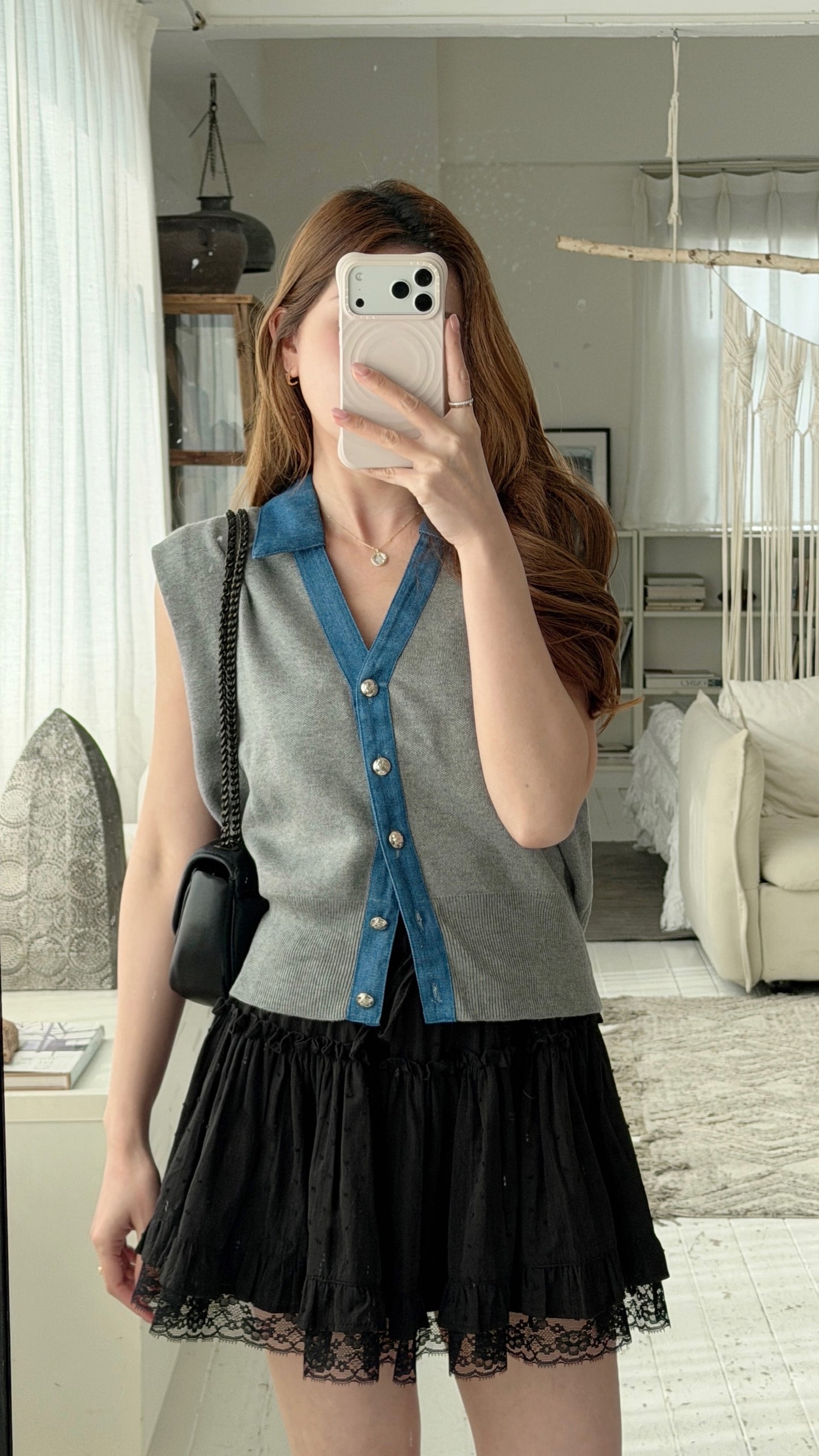 Frenchy Denim Collar Vest