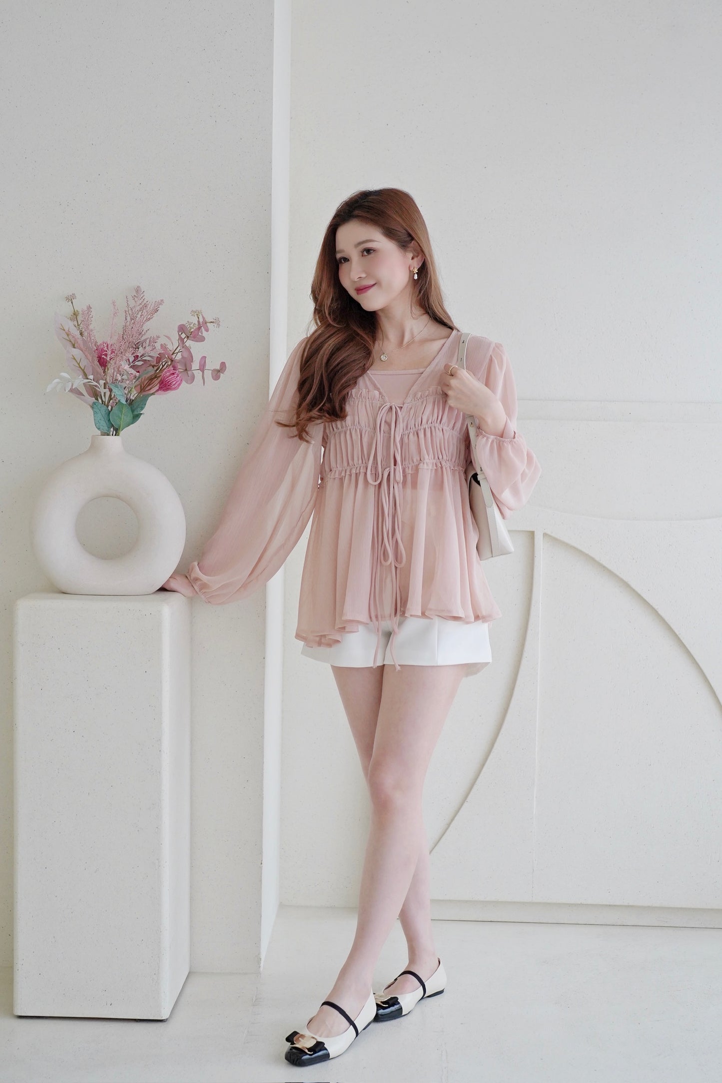 Ribbon Sheer Blouse