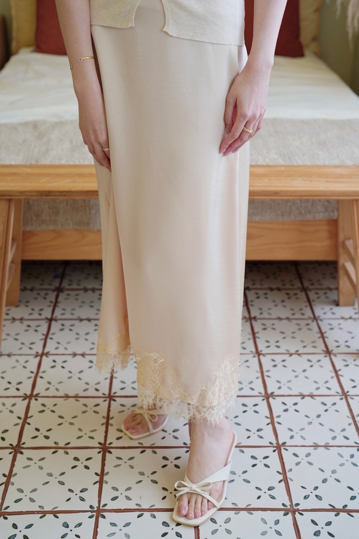 Satin Lacie Midi Skirt