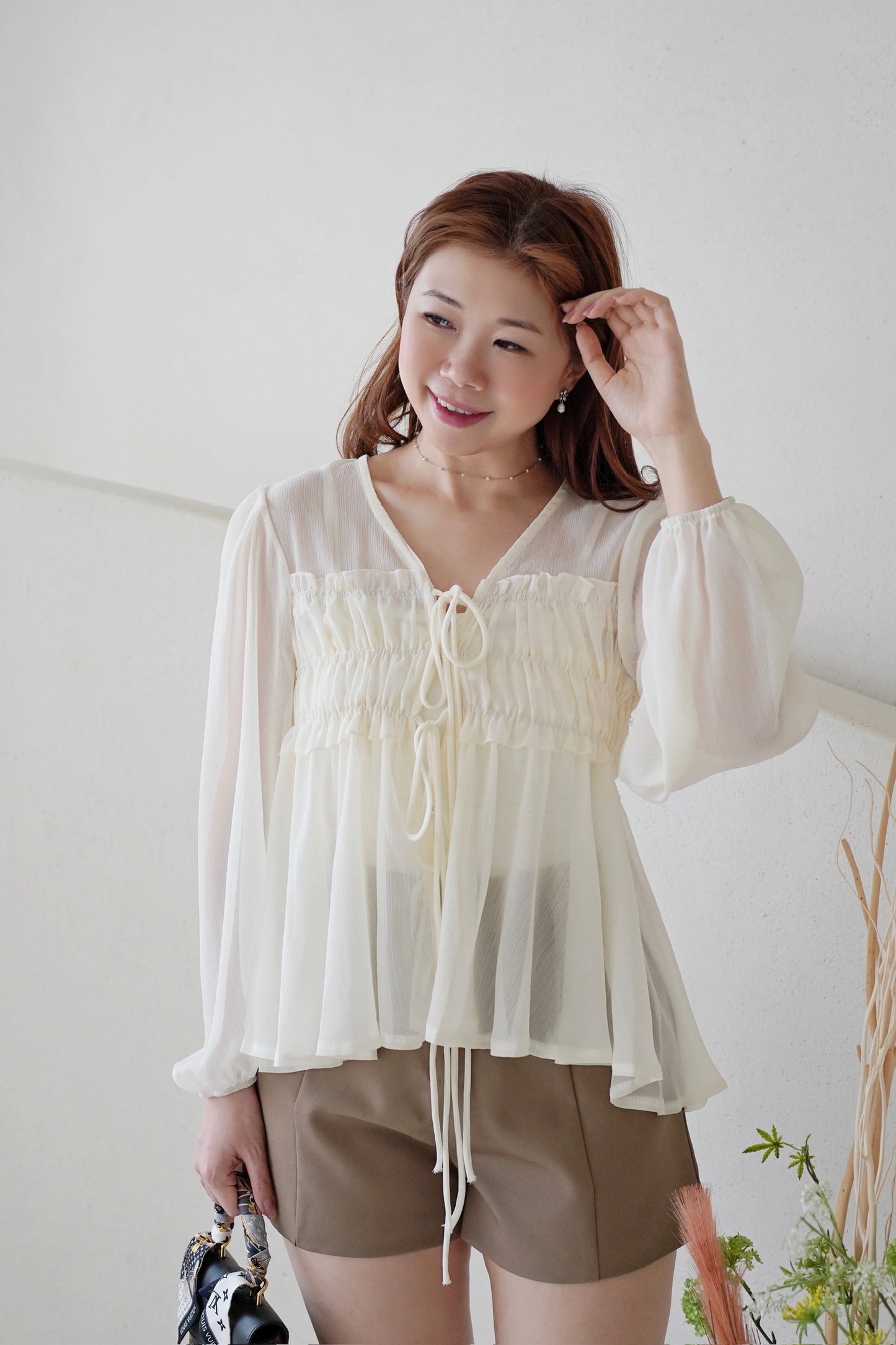 Ribbon Sheer Blouse