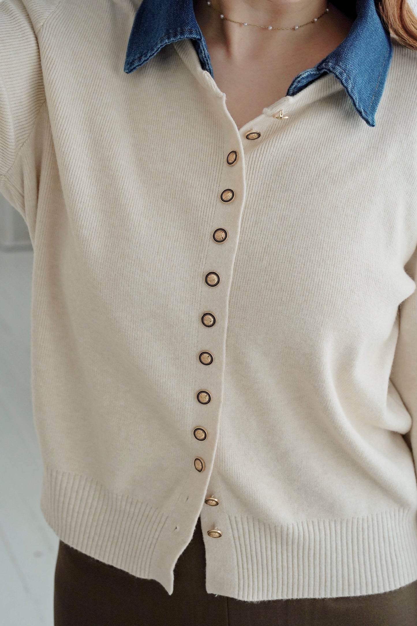 Denim Collar Sweater