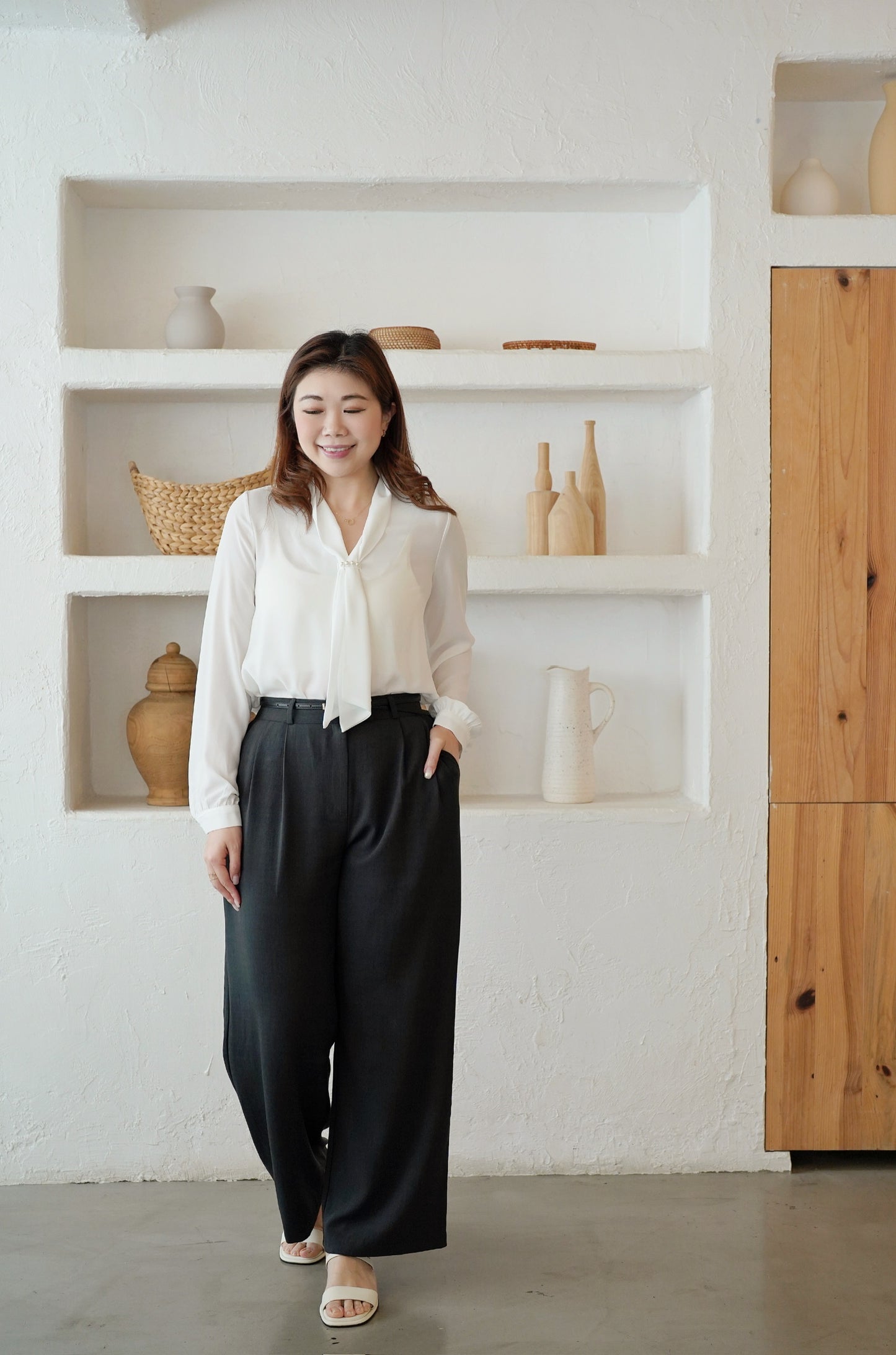 Classy Pearly Tie Blouse