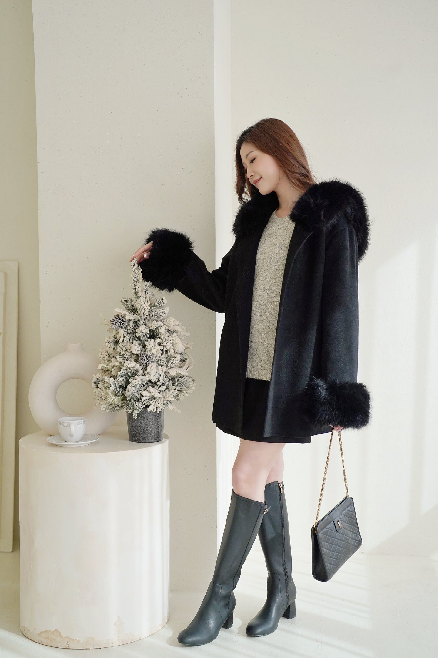 Snowy Fur Wool Coat