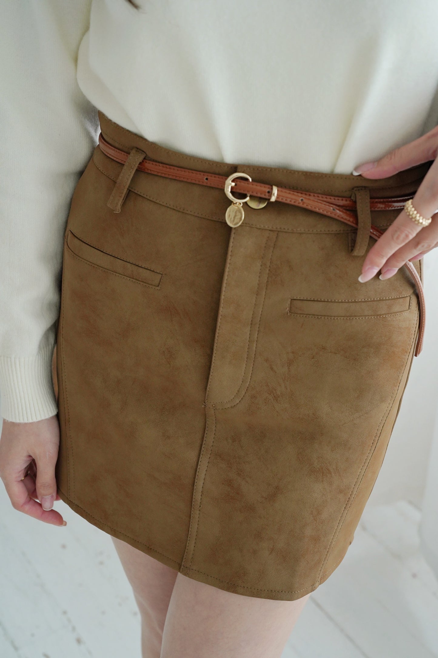 The Suede Belty Skirt