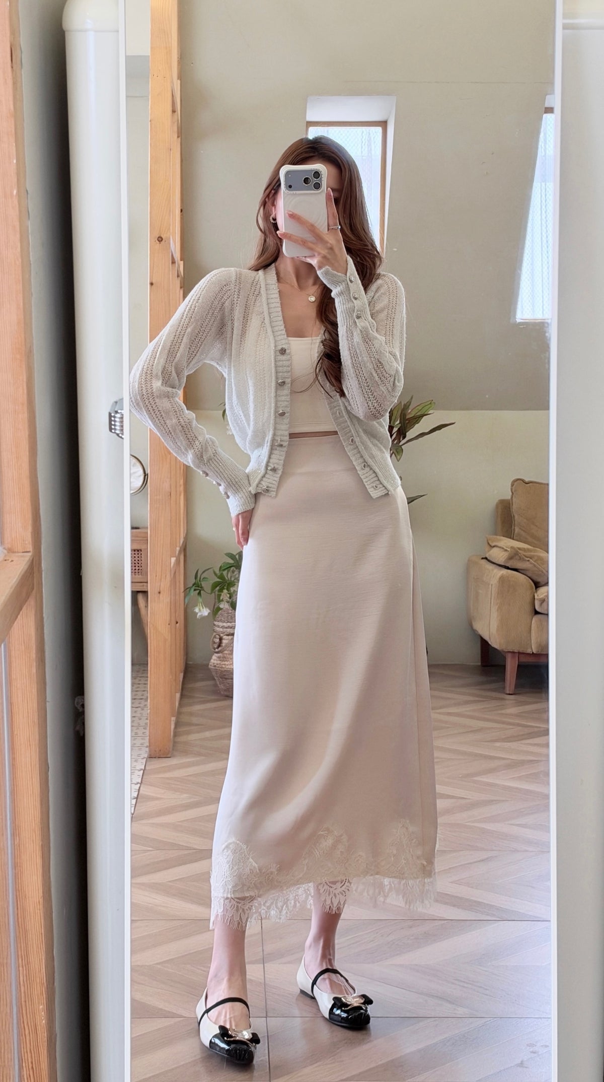 Satin Lacie Midi Skirt
