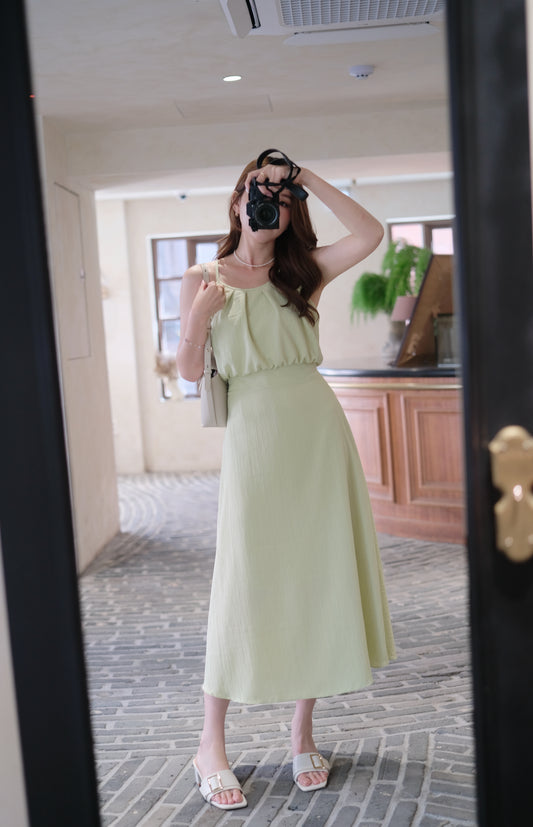 Misty Lime Halter Dress