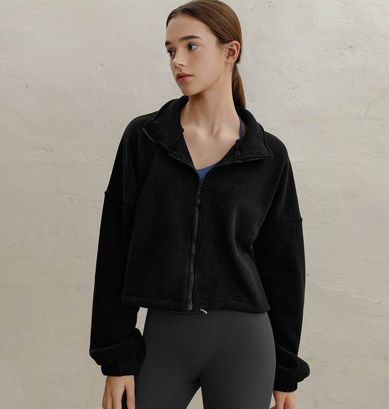 String fleece half-neck zip-up