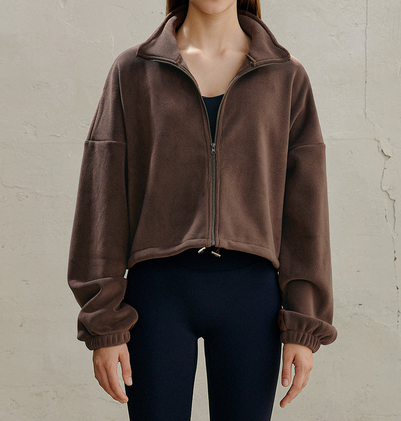 String fleece half-neck zip-up