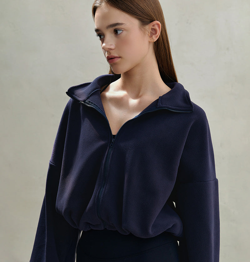 String fleece half-neck zip-up