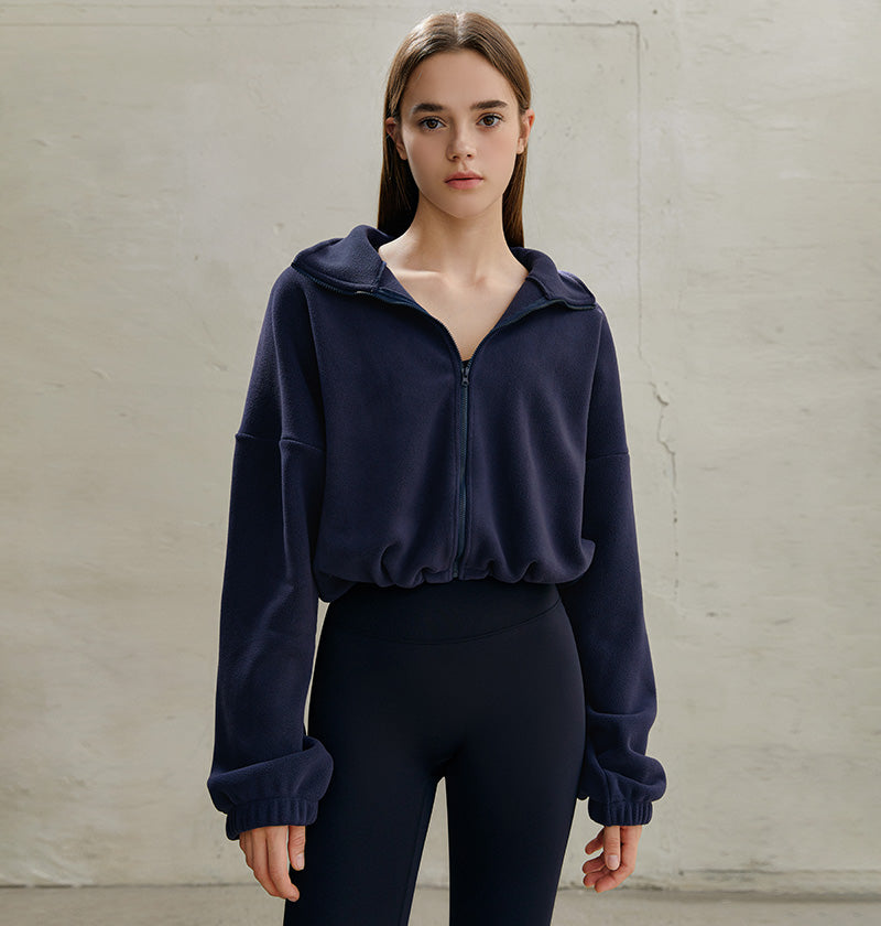 String fleece half-neck zip-up