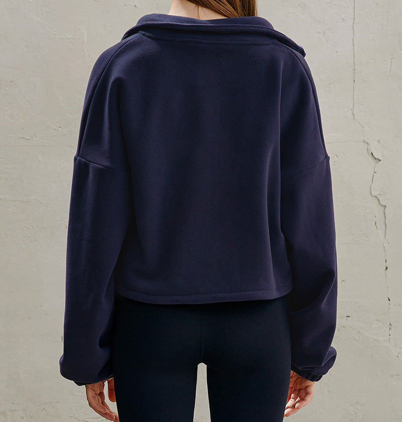 String fleece half-neck zip-up